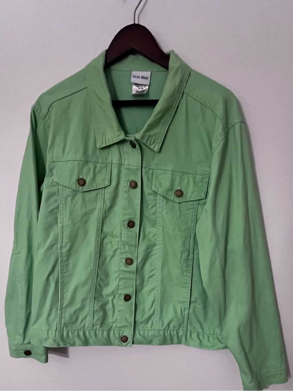 Vicki Blue Y2K Mint Green Denim Trucker Jacket 18P Petite